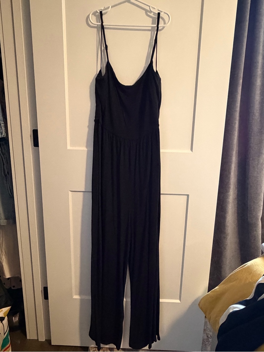 Wilfred Black Spaghetti-Strap Wide-Leg Jumpsuit